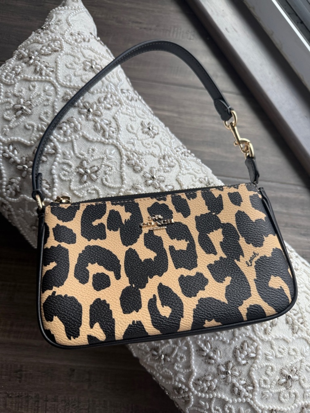 Coach Leopard Print Mini Shoulder Bag - Tan & Black